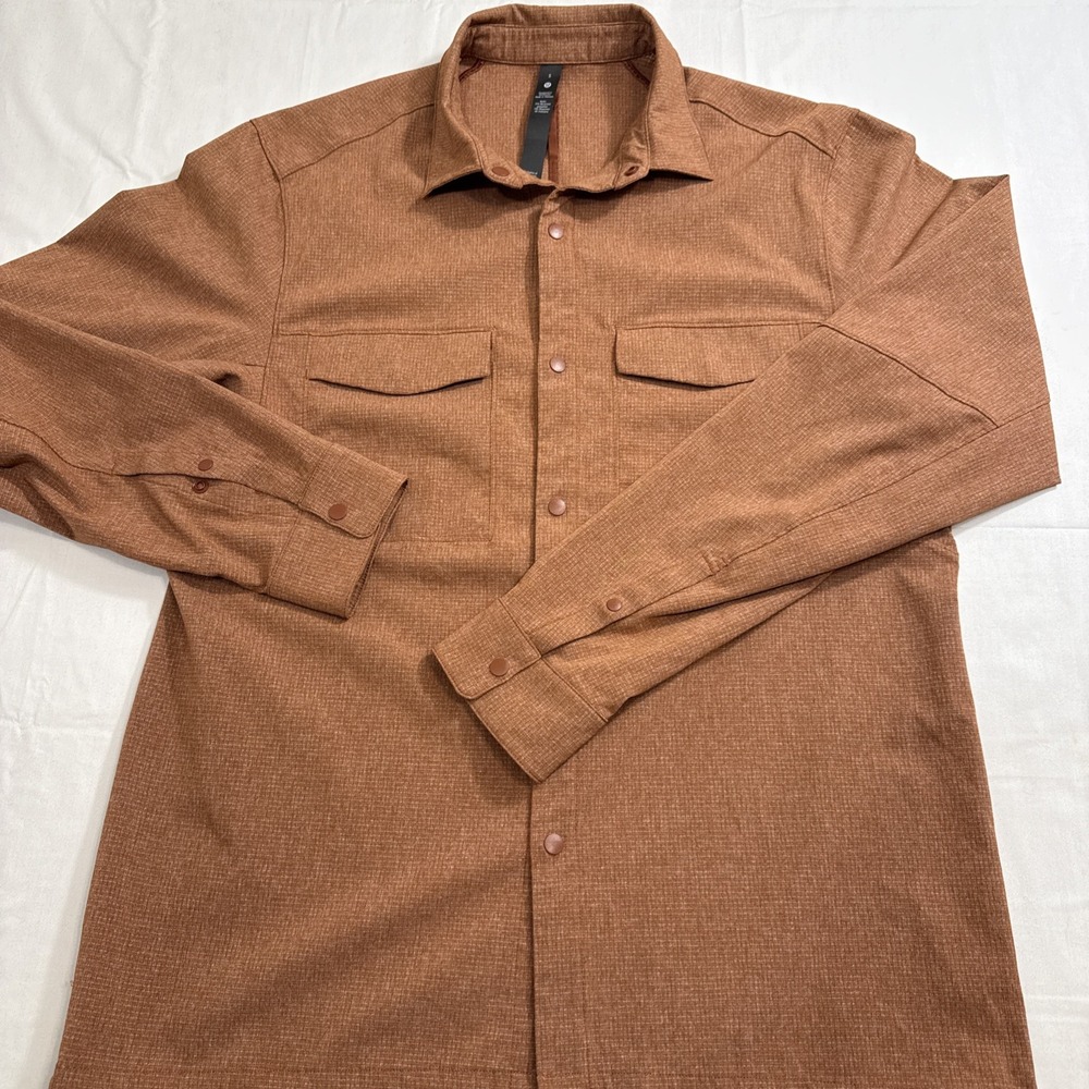 Lululemon Western Snap UP L/S Shirt RUST/BRN Flap Pocket MEN SMALL NWOT